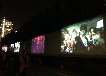 MEMORY LANE_______installation view / 8 projections 300X500 cm each on trucks / Dallas / 2015